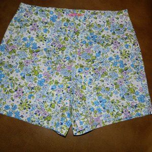 Lands' End Floral Chino Shorts Girls Size 12 (J-27)